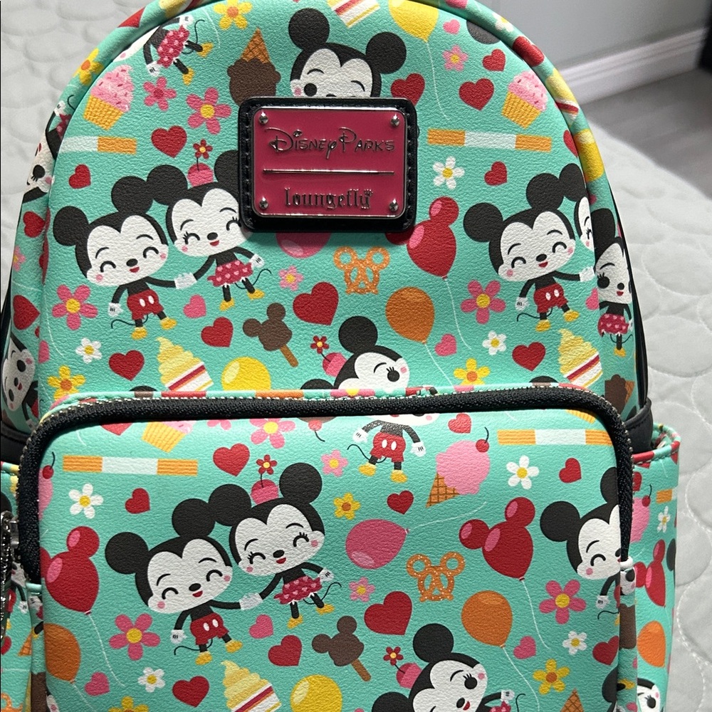 Loungefly Teal Mickey Mouse Patterned Backpack - image 2
